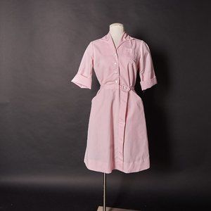 1970s Pink Candy Stripper Nurses Dress Uniform